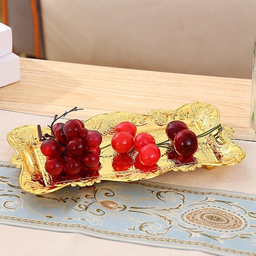Golden fruit plate - golden,