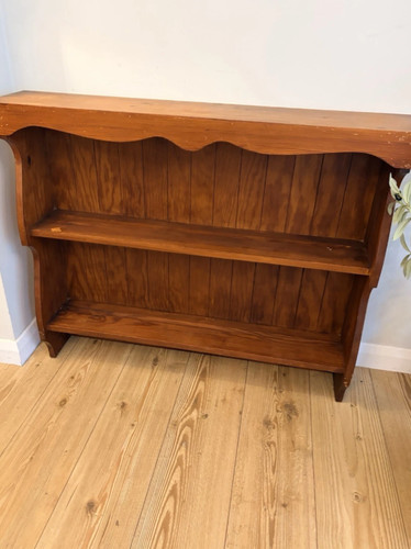 Vintage pine wall shelf plate - wall,
