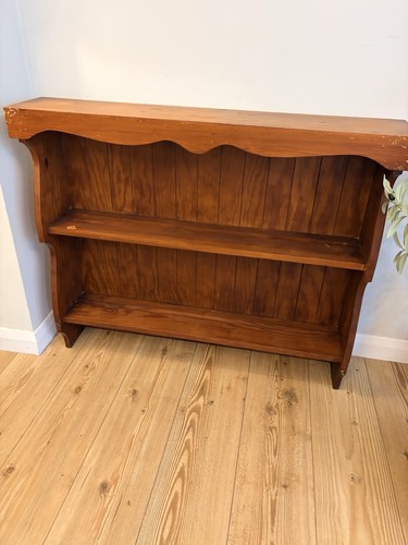 Vintage pine wall shelf - wall, plate